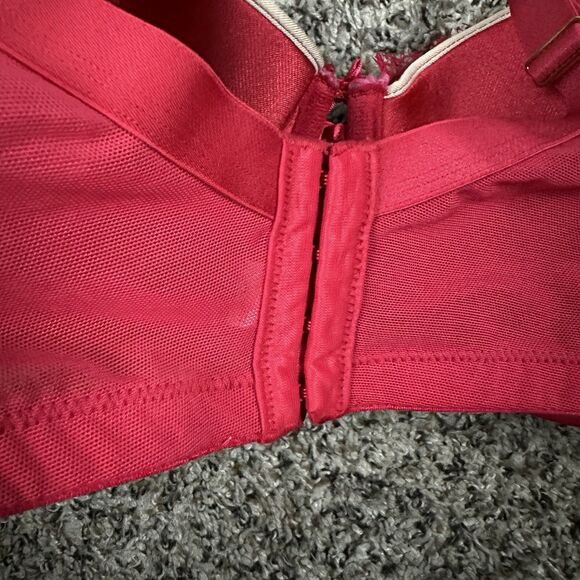 CACIQUE 42F Red Lightly Lined French Balconette BRA UNDERWIRE 4 Hook Closure - Picture 4 of 7
